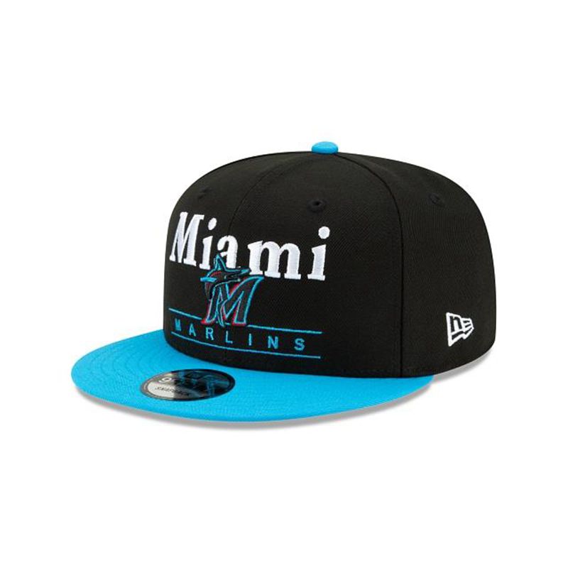 MLB Miami Marlins Two Tone Retro 9Fifty Snapback (XQZ5191) - Black New Era Caps